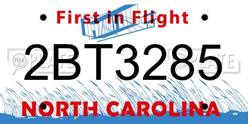2BT3285 North Carolina License Plate