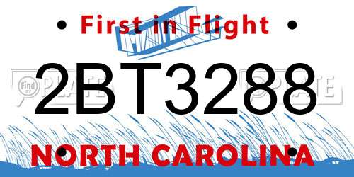 2BT3288 North Carolina License Plate
