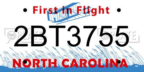 2BT3755 North Carolina License Plate