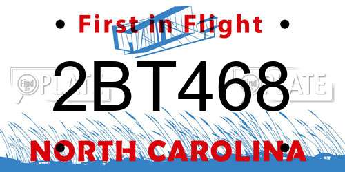 2BT468 North Carolina License Plate