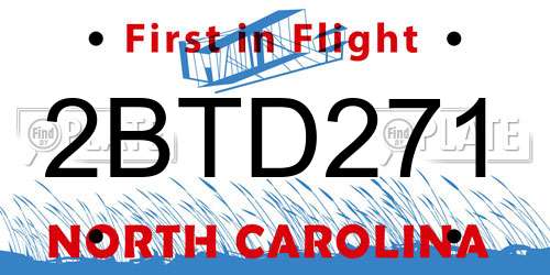 2BTD271 North Carolina License Plate