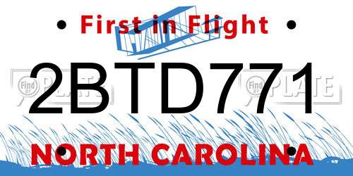 2BTD771 North Carolina License Plate