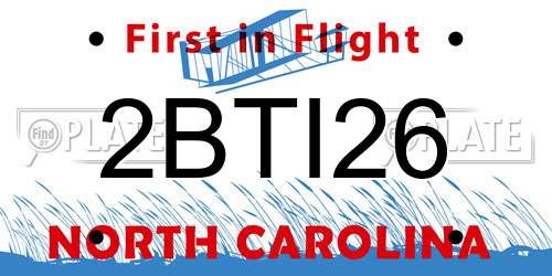 2BTI26 North Carolina License Plate