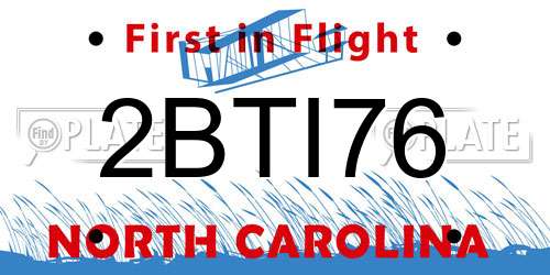 2BTI76 North Carolina License Plate