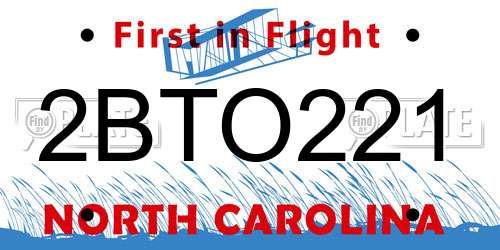 2BTO221 North Carolina License Plate