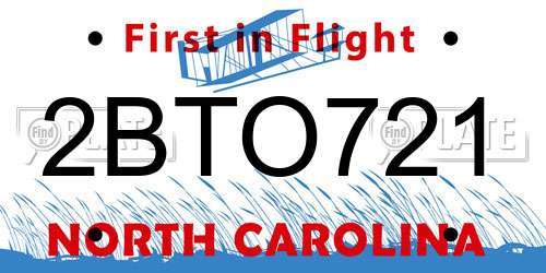 2BTO721 North Carolina License Plate