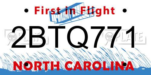 2BTQ771 North Carolina License Plate