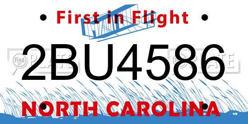 2BU4586 North Carolina License Plate