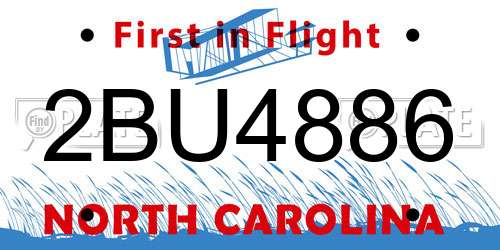 2BU4886 North Carolina License Plate