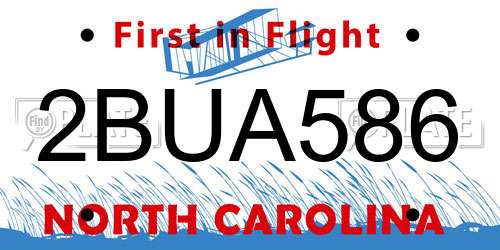2BUA586 North Carolina License Plate