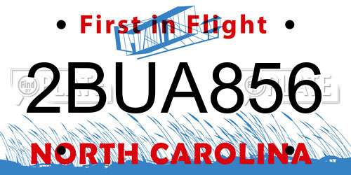 2BUA856 North Carolina License Plate