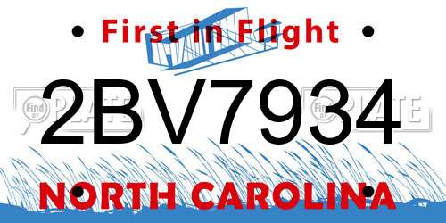 2BV7934 North Carolina License Plate