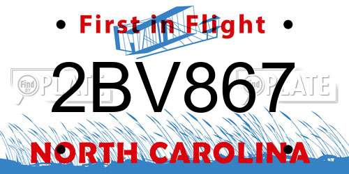 2BV867 North Carolina License Plate