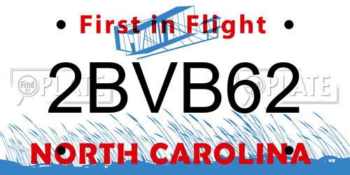2BVB62 North Carolina License Plate