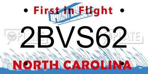2BVS62 North Carolina License Plate