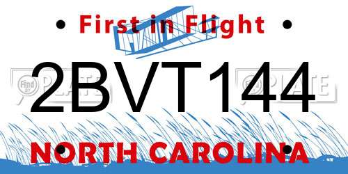 2BVT144 North Carolina License Plate