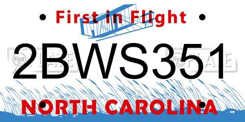 2BWS351 North Carolina License Plate