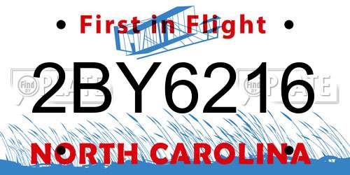 2BY6216 North Carolina License Plate
