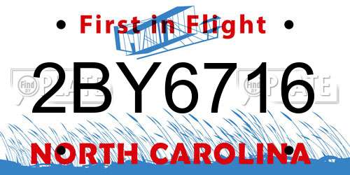 2BY6716 North Carolina License Plate