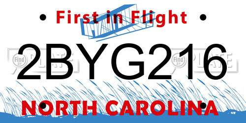 2BYG216 North Carolina License Plate