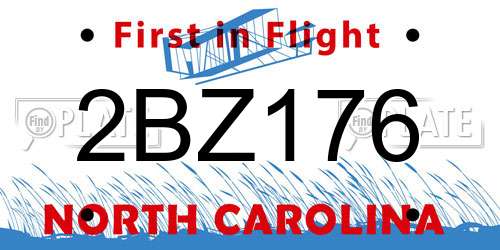 2BZ176 North Carolina License Plate