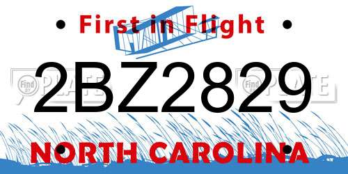 2BZ2829 North Carolina License Plate