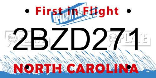 2BZD271 North Carolina License Plate