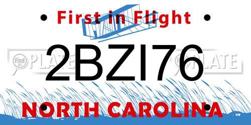 2BZI76 North Carolina License Plate