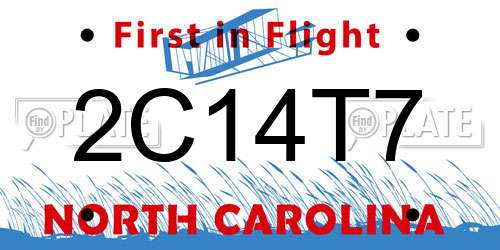 2C14T7 North Carolina License Plate