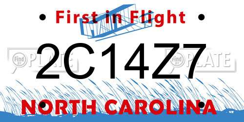 2C14Z7 North Carolina License Plate