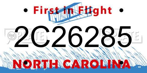 2C26285 North Carolina License Plate