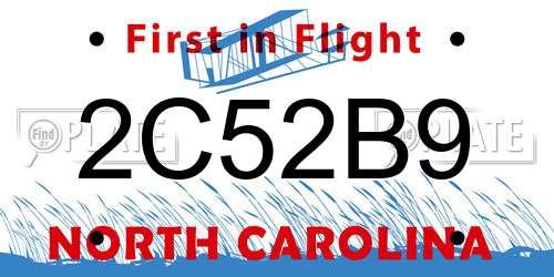 2C52B9 North Carolina License Plate