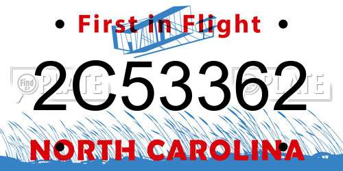 2C53362 North Carolina License Plate