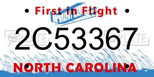 2C53367 North Carolina License Plate
