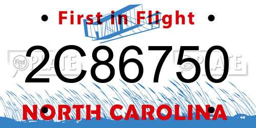2C86750 North Carolina License Plate