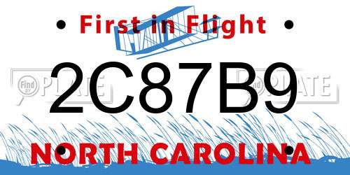 2C87B9 North Carolina License Plate