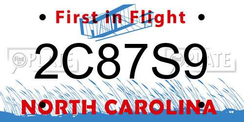 2C87S9 North Carolina License Plate