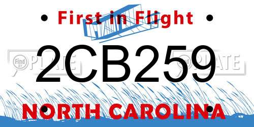 2CB259 North Carolina License Plate