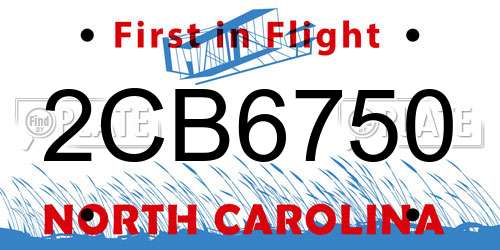 2CB6750 North Carolina License Plate