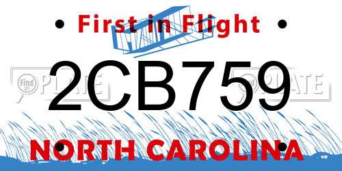 2CB759 North Carolina License Plate