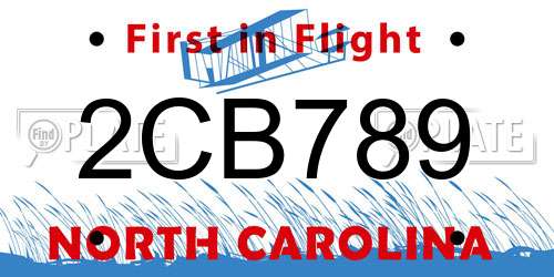 2CB789 North Carolina License Plate