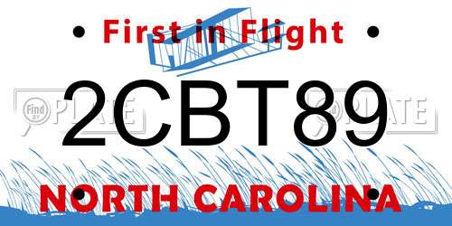 2CBT89 North Carolina License Plate