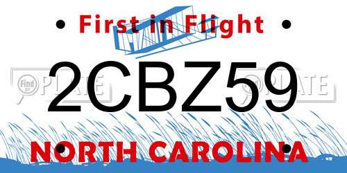 2CBZ59 North Carolina License Plate