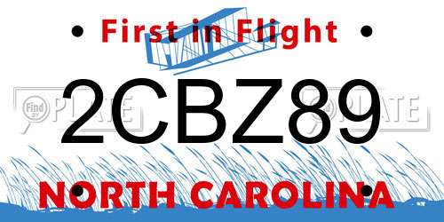 2CBZ89 North Carolina License Plate