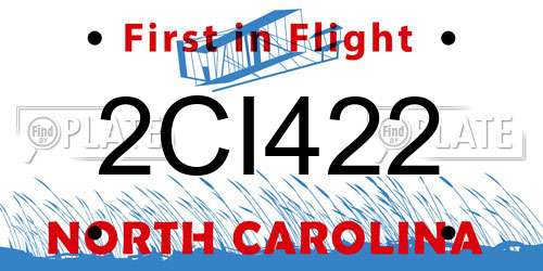 2CI422 North Carolina License Plate