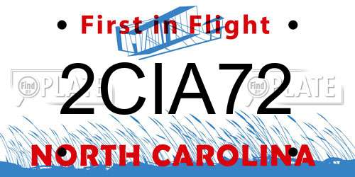 2CIA72 North Carolina License Plate