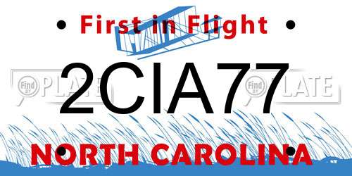 2CIA77 North Carolina License Plate