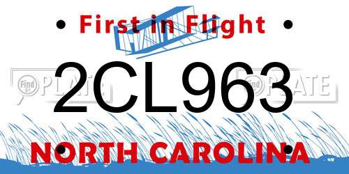 2CL963 North Carolina License Plate
