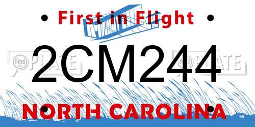2CM244 North Carolina License Plate