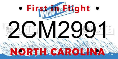 2CM2991 North Carolina License Plate
